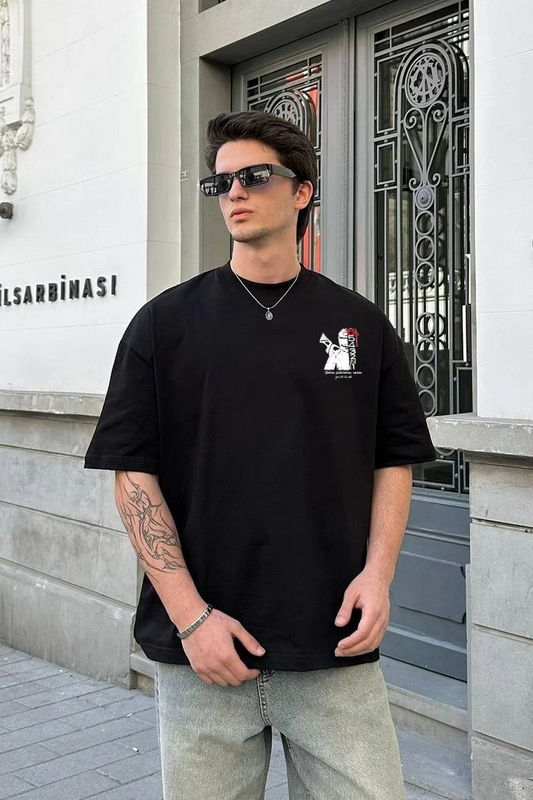 ASSEMA Erkek Baskılı T-Shirt Kısa Kol Bisiklet Yaka Regular Fit Rahat Kalıp Günlük Tişört - Beyaz