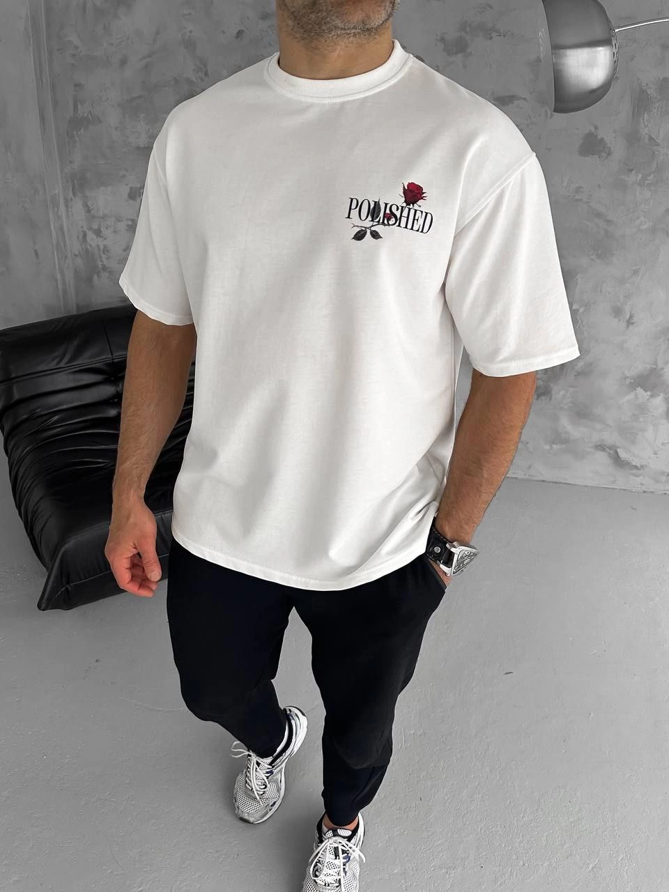 ASSEMA ERKEK Bisiklet Yaka Baskılı Kısa kol  T-Shirt - Beyaz