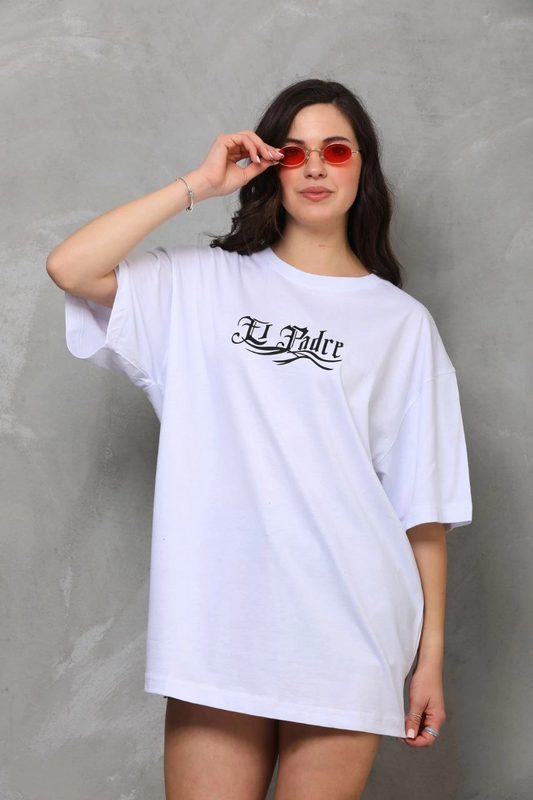 ASSEMA Kadın Baskılı T-Shirt Kısa Kol Bisiklet Yaka  Ovarsize Rahat Kalıp Günlük Tişört  - Beyaz