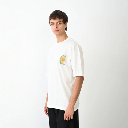 ASSEMA Erkek Baskılı T-Shirt Kısa Kol Bisiklet Yaka Regular Fit Rahat Kalıp Günlük Tişört - Beyaz