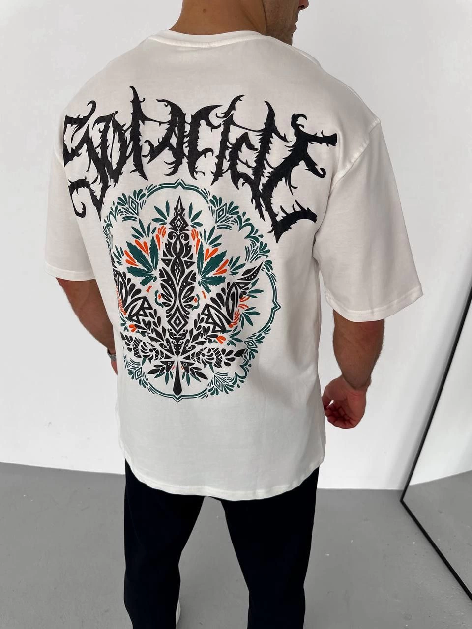 ASSEMA Erkek Baskılı T-Shirt Kısa Kol Bisiklet Yaka Regular Fit Rahat Kalıp Günlük Tişört - Beyaz
