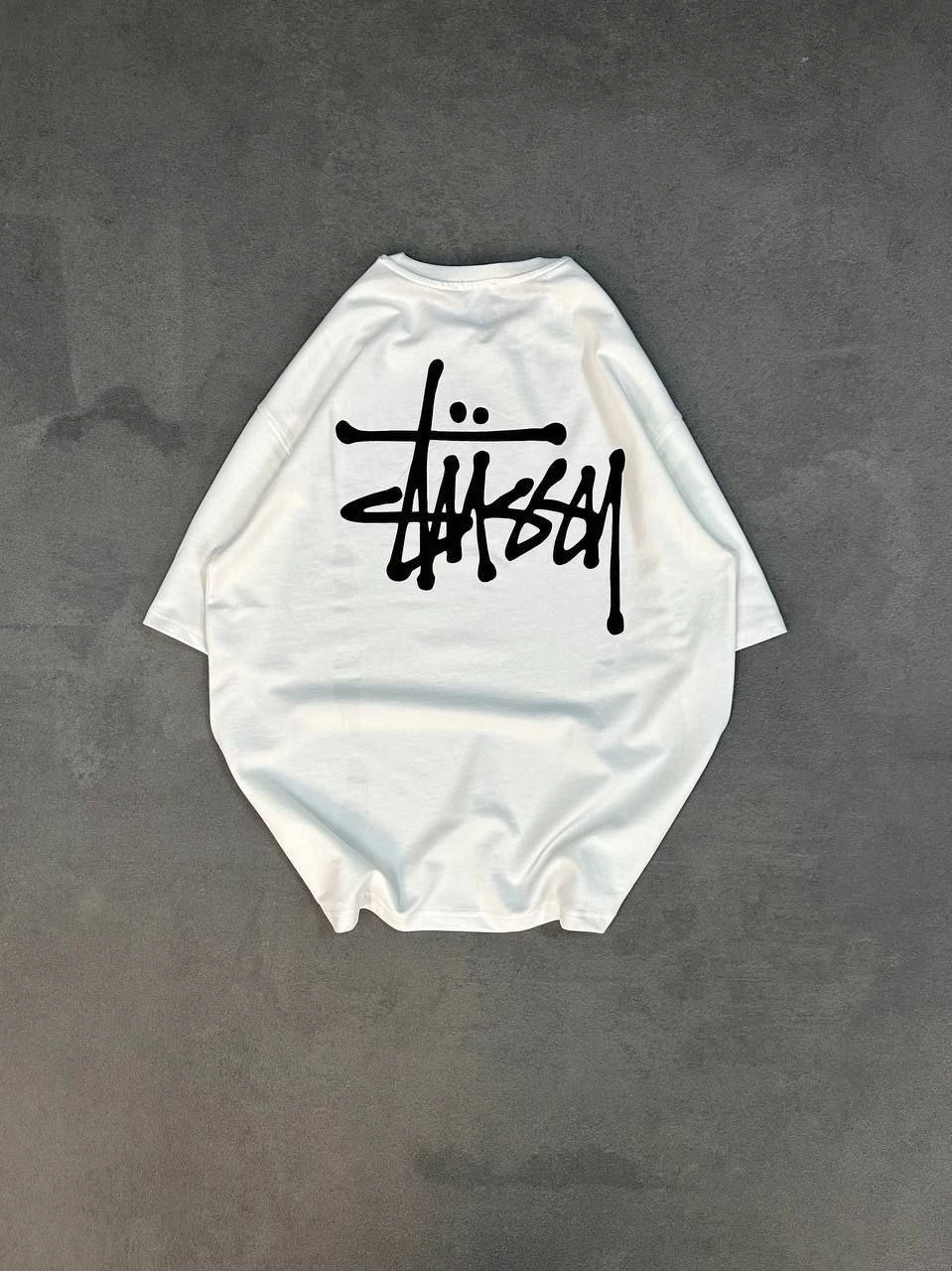 ASSEMA Bisiklet Yaka Baskılı Oversize  Kısa kol T-Shirt - Beyaz