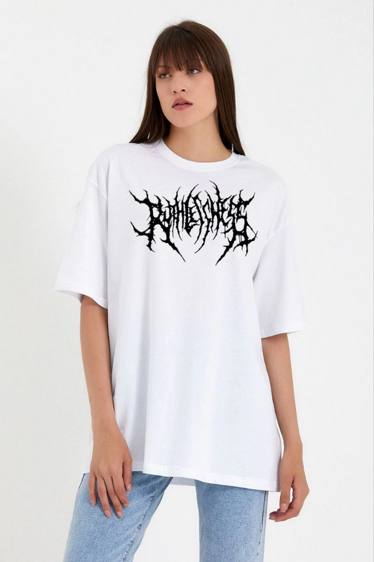 ASSEMA Kadın Baskılı T-Shirt Kısa Kol Bisiklet Yaka Oversize Rahat Kalıp Günlük Tişört   - Beyaz