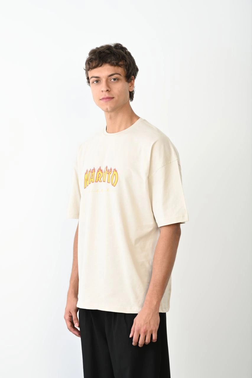 ASSEMA Erkek Baskılı T-Shirt Kısa Kol Bisiklet Yaka Regular Fit Rahat Kalıp Günlük Tişört - Beyaz