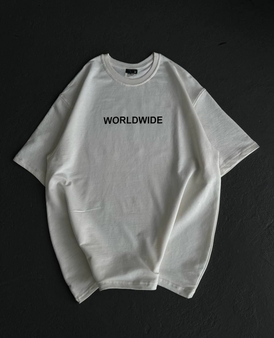 ASSEMA Kadın Baskılı T-Shirt Kısa Kol Bisiklet Yaka Oversize Rahat Kalıp Günlük Tişört   - Beyaz