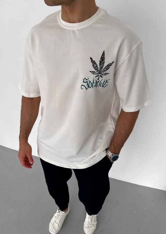 ASSEMA Erkek Baskılı T-Shirt Kısa Kol Bisiklet Yaka Regular Fit Rahat Kalıp Günlük Tişört - Beyaz