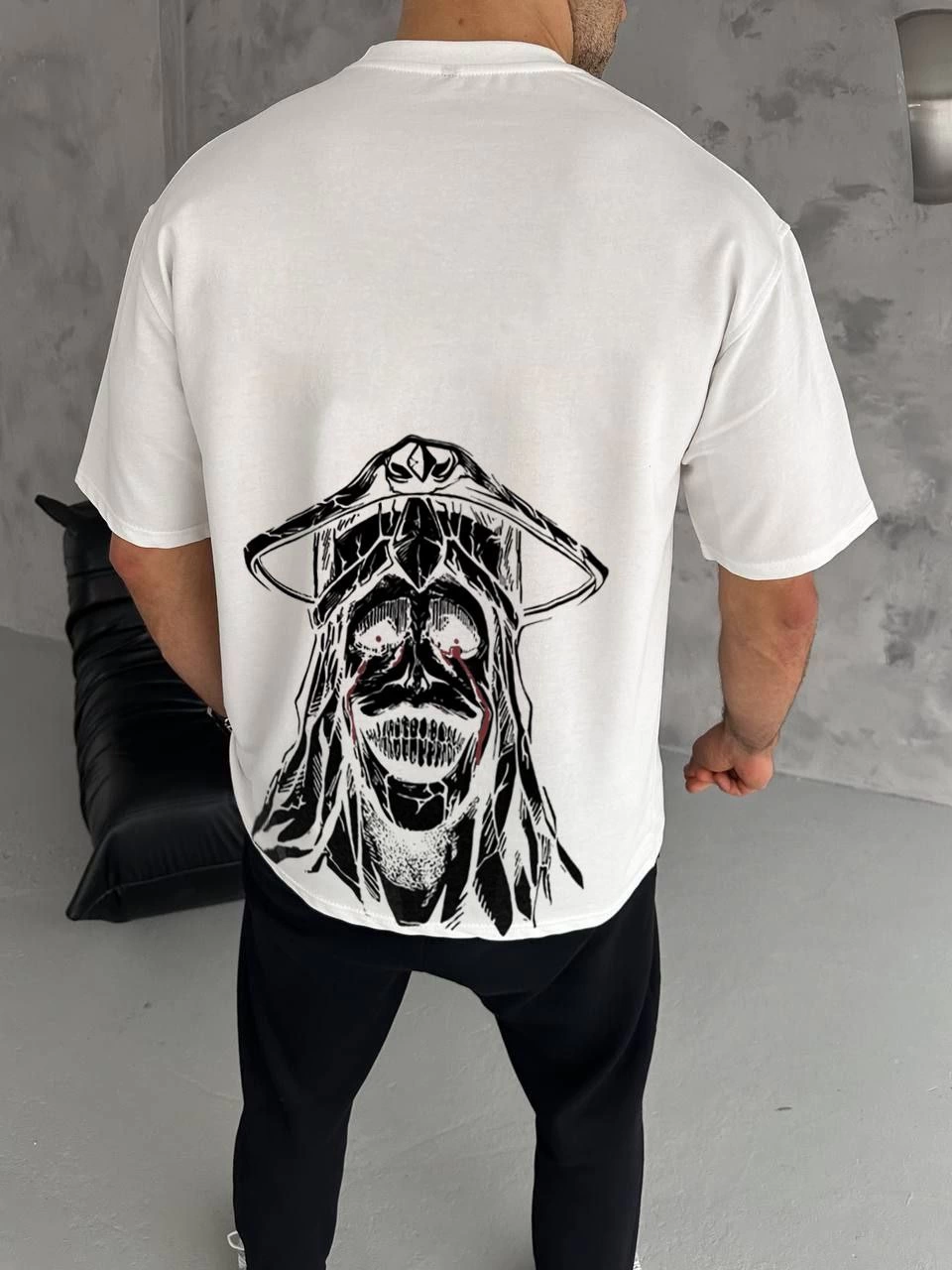 ASSEMA Erkek Baskılı T-Shirt Kısa Kol Bisiklet Yaka Regular Fit Rahat Kalıp Günlük Tişört - Beyaz