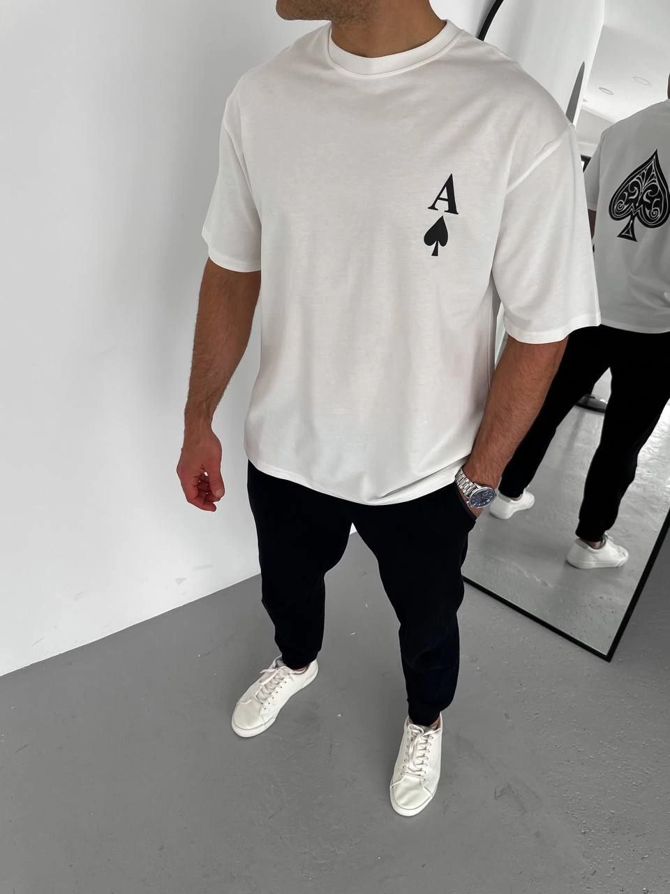 ASSEMA Erkek Baskılı T-Shirt Kısa Kol Bisiklet Yaka Regular Fit Rahat Kalıp Günlük Tişört - Beyaz