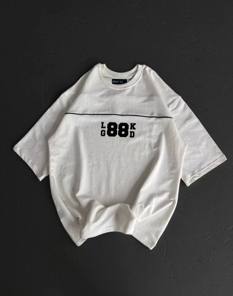 ASSEMA Kadın Baskılı T-Shirt Kısa Kol Bisiklet Yaka Oversize Rahat Kalıp Günlük Tişört   - Beyaz