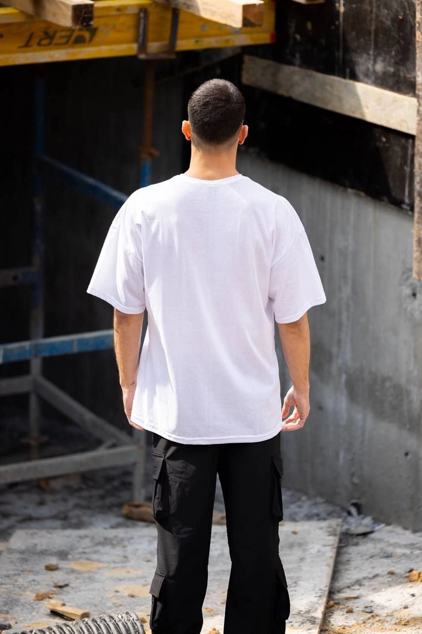 ASSEMA Erkek Baskılı T-Shirt Kısa Kol Bisiklet Yaka Regular Fit Rahat Kalıp Günlük Tişört - Beyaz