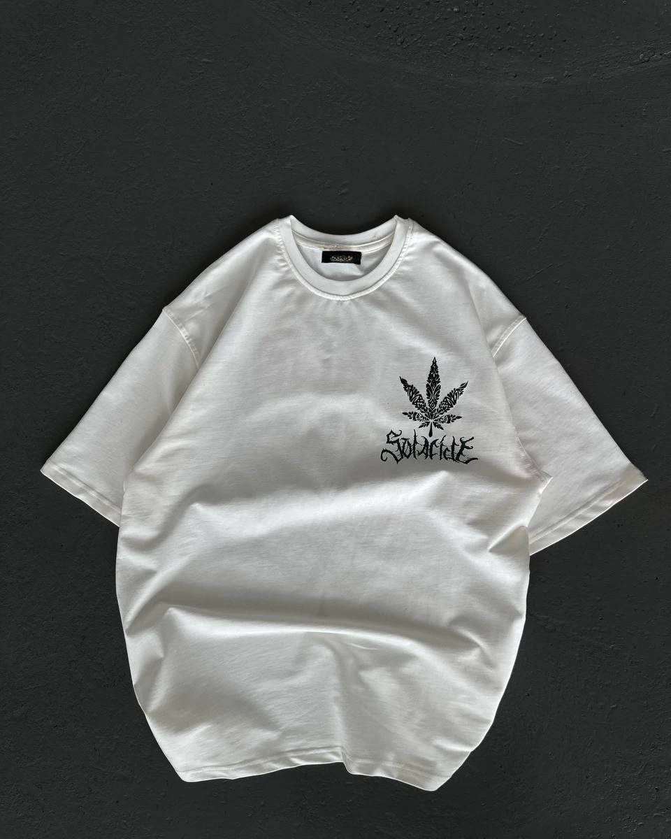 ASSEMA Kadın Baskılı T-Shirt Kısa Kol Bisiklet Yaka Oversize Rahat Kalıp Günlük Tişört   - Beyaz