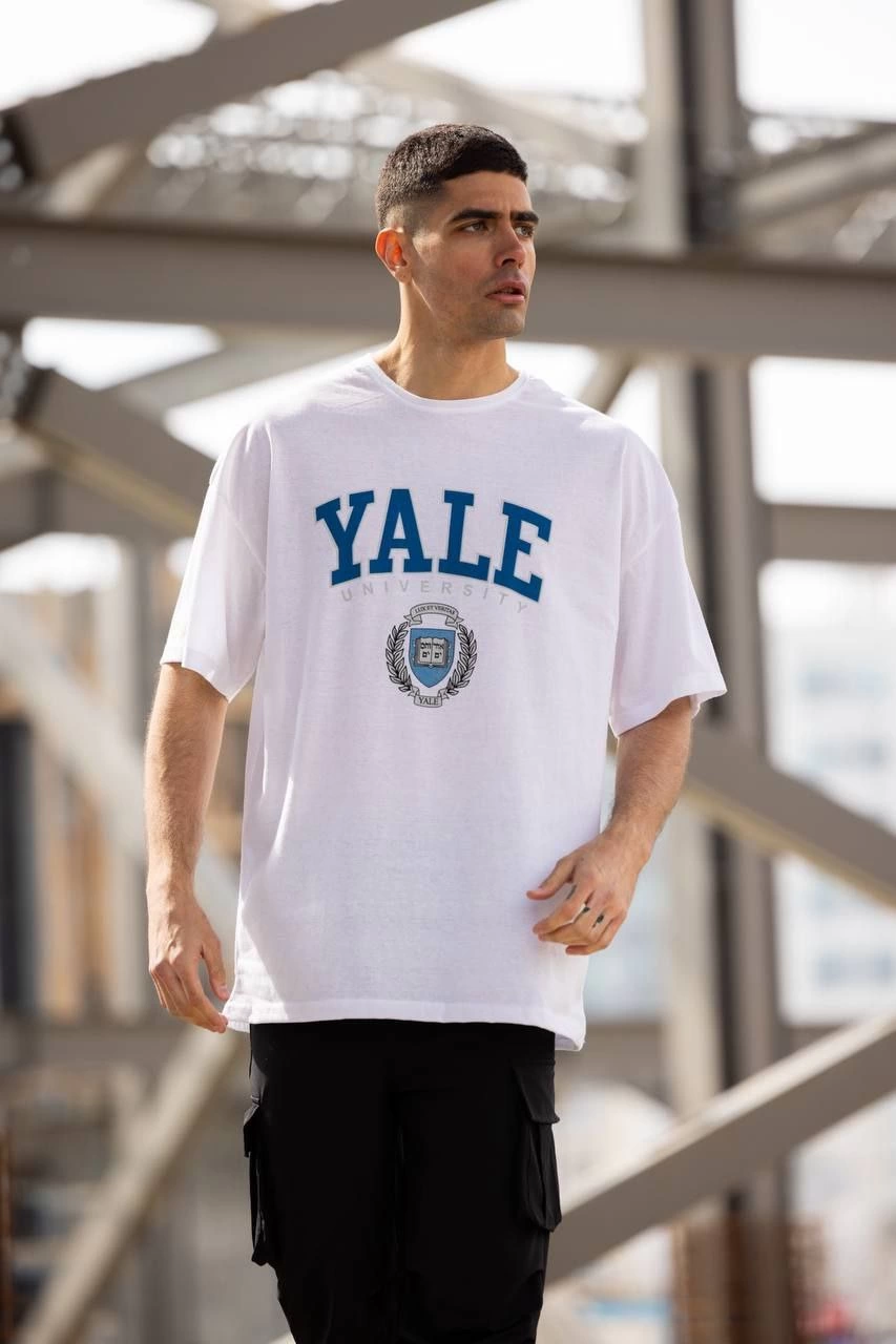 ASSEMA Erkek Baskılı T-Shirt Kısa Kol Bisiklet Yaka Regular Fit Rahat Kalıp Günlük Tişört - Beyaz