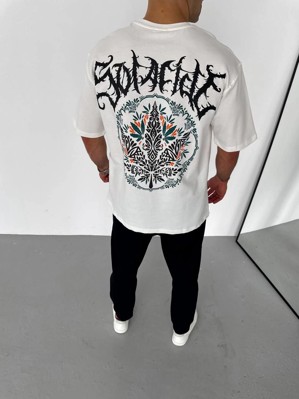 ASSEMA Erkek Baskılı T-Shirt Kısa Kol Bisiklet Yaka Regular Fit Rahat Kalıp Günlük Tişört - Beyaz