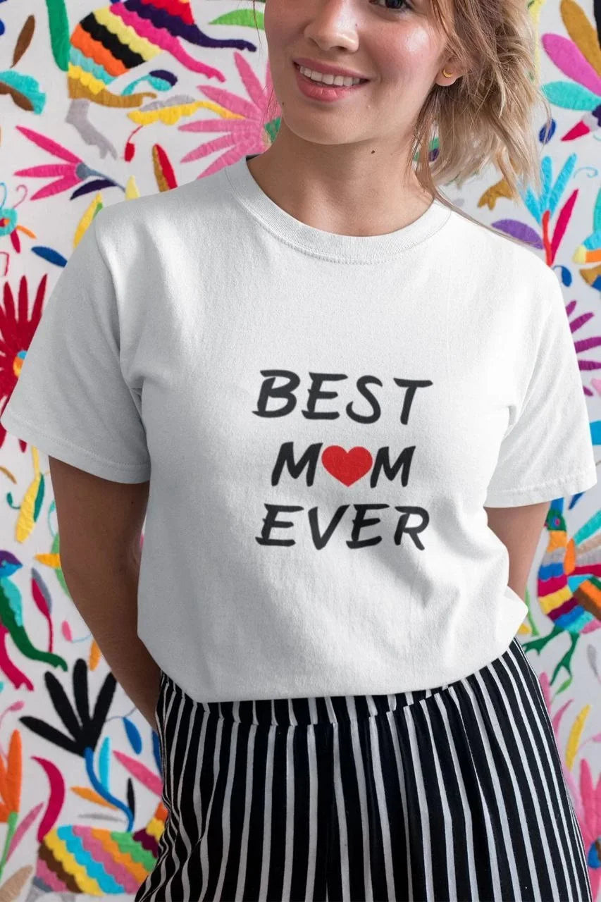 ASSEMA kadın Bisiklet Yaka Baskılı  Kısa kol Oversize T-Shirt - Beyaz