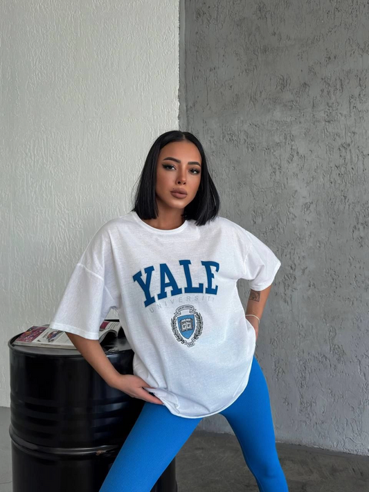 ASSEMA Kadın Baskılı T-Shirt Kısa Kol Bisiklet Yaka Regular Fit Rahat Kalıp Günlük Tişört - Beyaz