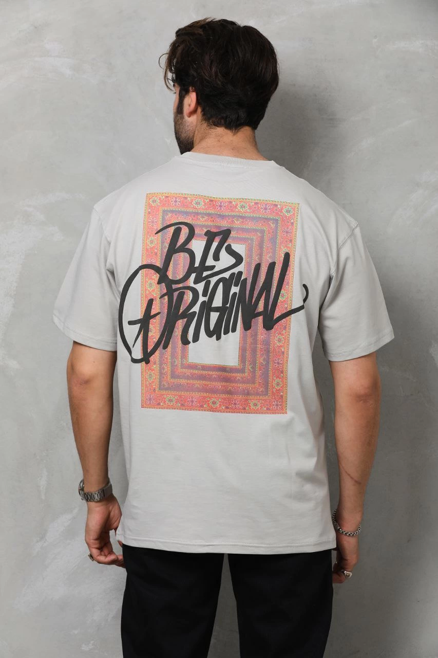 ASSEMA Erkek Baskılı T-Shirt Kısa Kol Bisiklet Yaka Regular Fit Rahat Kalıp Tişört -  Gri