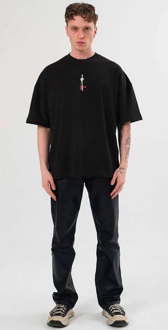 ASSEMA Erkek Baskılı T-Shirt Kısa Kol Bisiklet Yaka Regular Fit Rahat Kalıp Günlük Tişört - Siyah