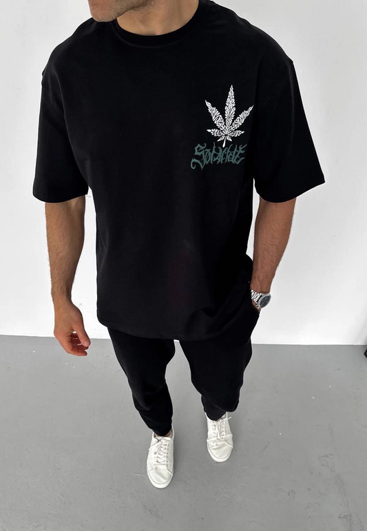 ASSEMA Erkek Baskılı T-Shirt Kısa Kol Bisiklet Yaka Regular Fit Rahat Kalıp Günlük Tişört - Siyah