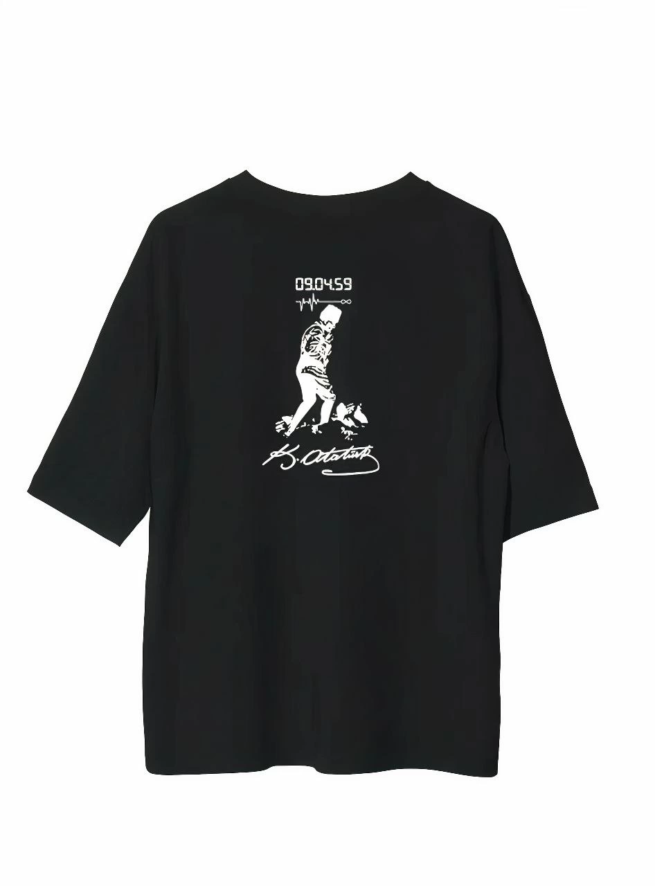 ASSEMA Erkek Baskılı T-Shirt Kısa Kol Bisiklet Yaka Regular Fit Rahat Kalıp Günlük Tişört - Siyah