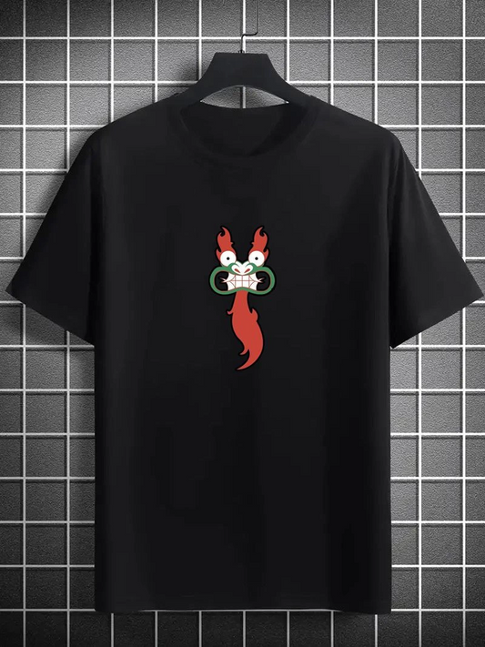 ASSEMA Erkek Baskılı T-Shirt Kısa Kol Bisiklet Yaka Regular Fit Rahat Kalıp Günlük Tişört- Siyah