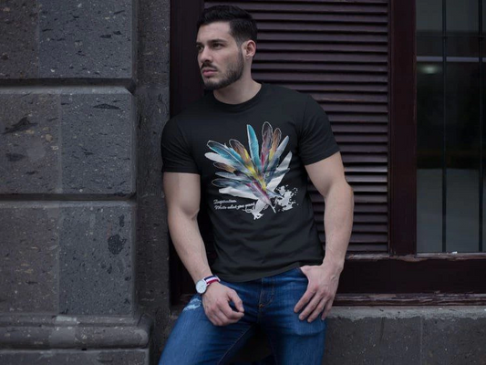 ASSEMA ERKEK Bisiklet Yaka Baskılı Kısa kol T-Shirt - Siyah
