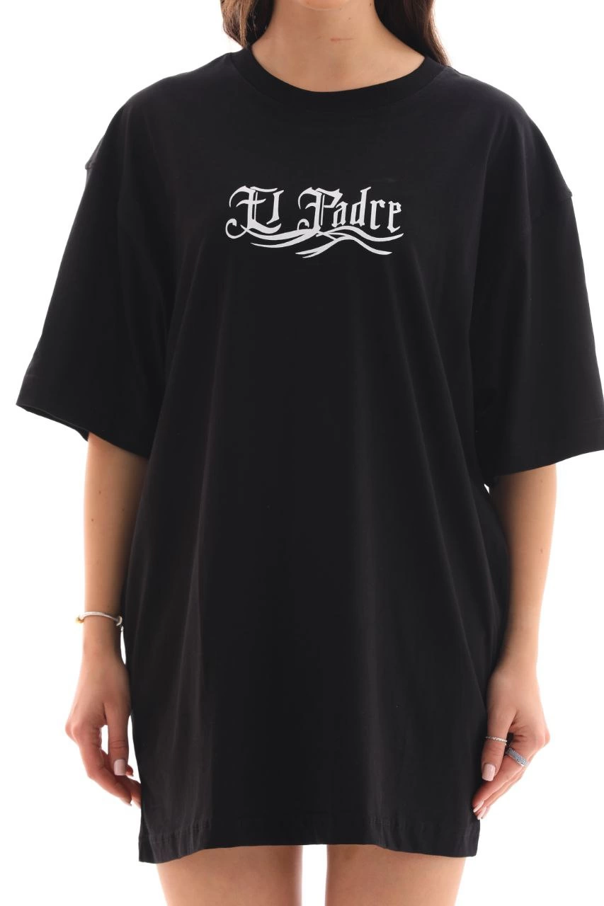 ASSEMA Kadın Baskılı T-Shirt Kısa Kol Bisiklet Yaka  Ovarsize Rahat Kalıp Günlük Tişört  - Siyah