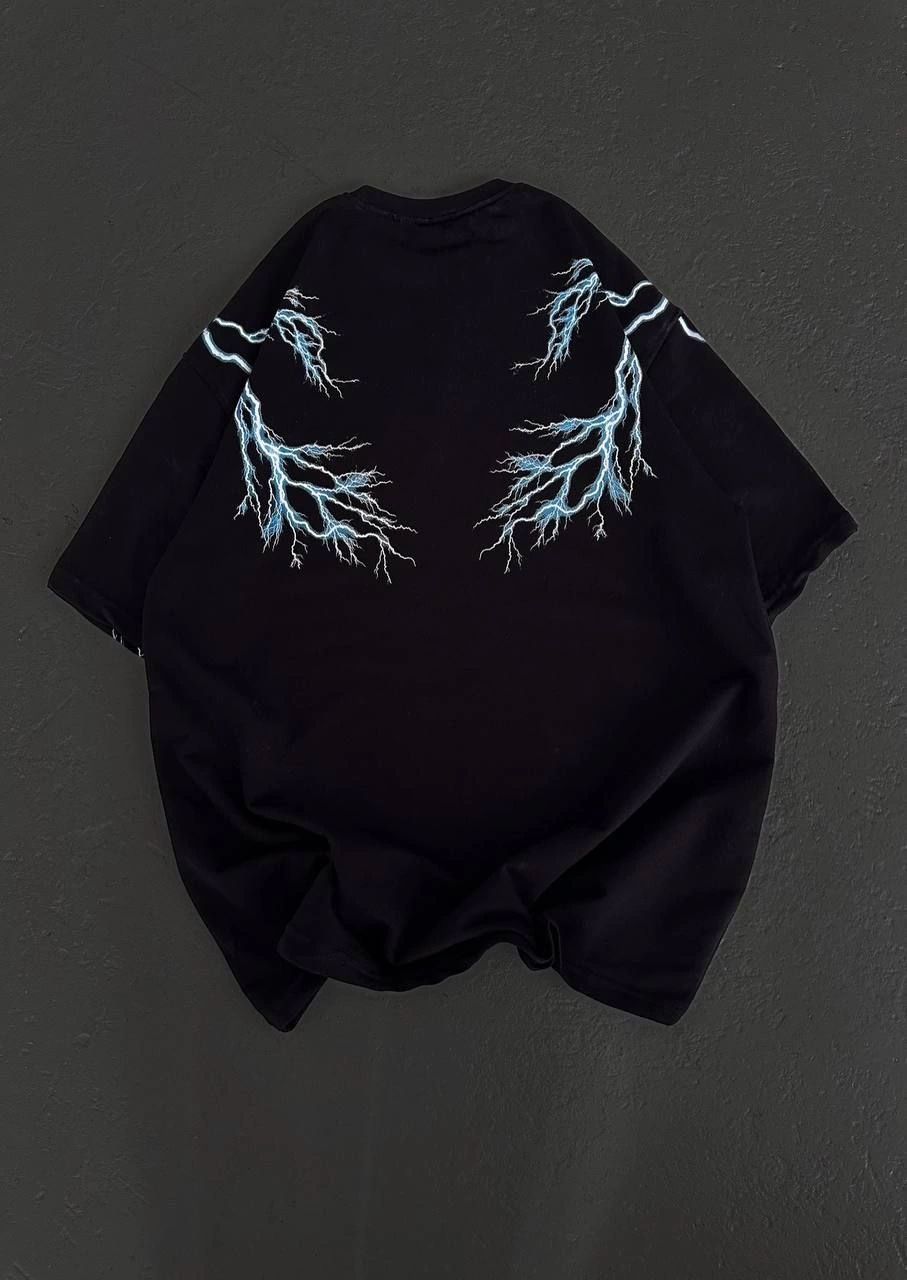 ASSEMA Kadın Bisiklet Yaka Baskılı  Kısa kol Oversize T-Shirt - Siyah