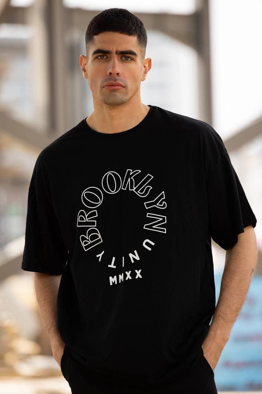 ASSEMA Erkek Baskılı T-Shirt Kısa Kol Bisiklet Yaka Regular Fit Rahat Kalıp Günlük Tişört - Siyah
