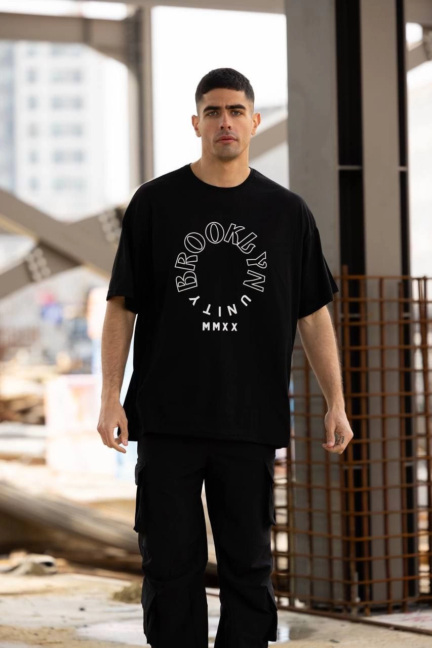 ASSEMA Erkek Baskılı T-Shirt Kısa Kol Bisiklet Yaka Regular Fit Rahat Kalıp Günlük Tişört - Siyah