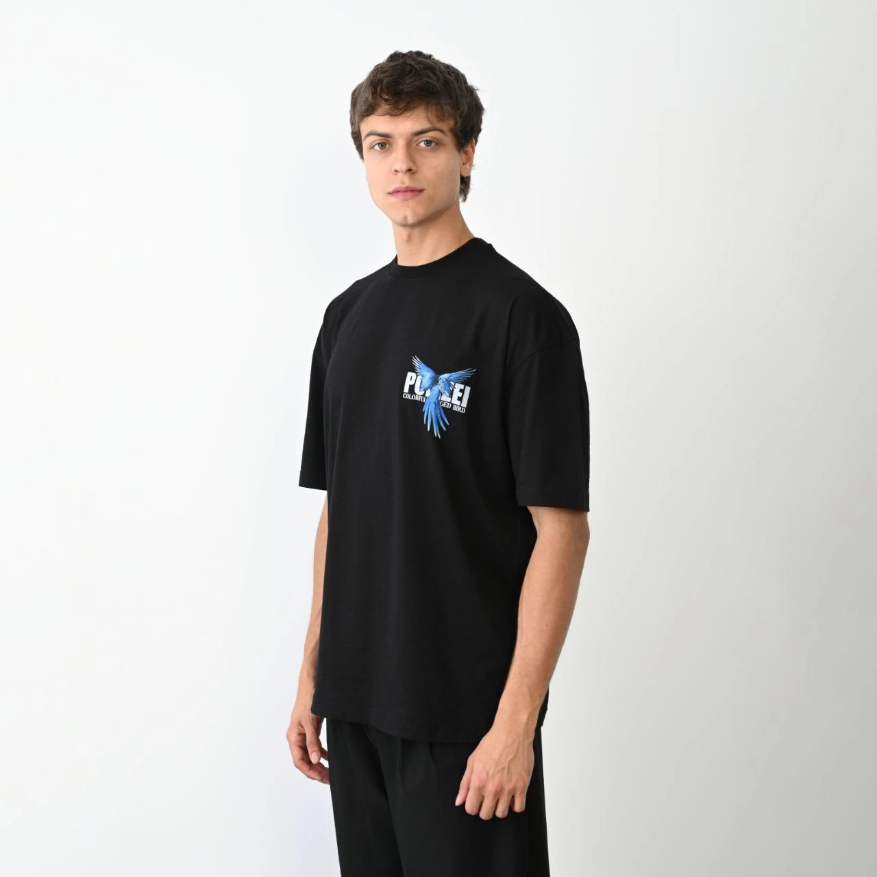 ASSEMA Erkek Baskılı T-Shirt Kısa Kol Bisiklet Yaka Regular Fit Rahat Kalıp Günlük Tişört - Siyah