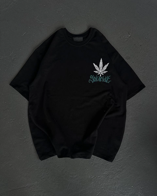 ASSEMA Kadın Baskılı T-Shirt Kısa Kol Bisiklet Yaka Oversize Rahat Kalıp Günlük Tişört   - Siyah