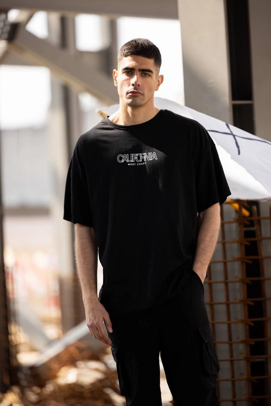 ASSEMA Erkek Baskılı T-Shirt Kısa Kol Bisiklet Yaka Regular Fit Rahat Kalıp Günlük Tişört - Siyah