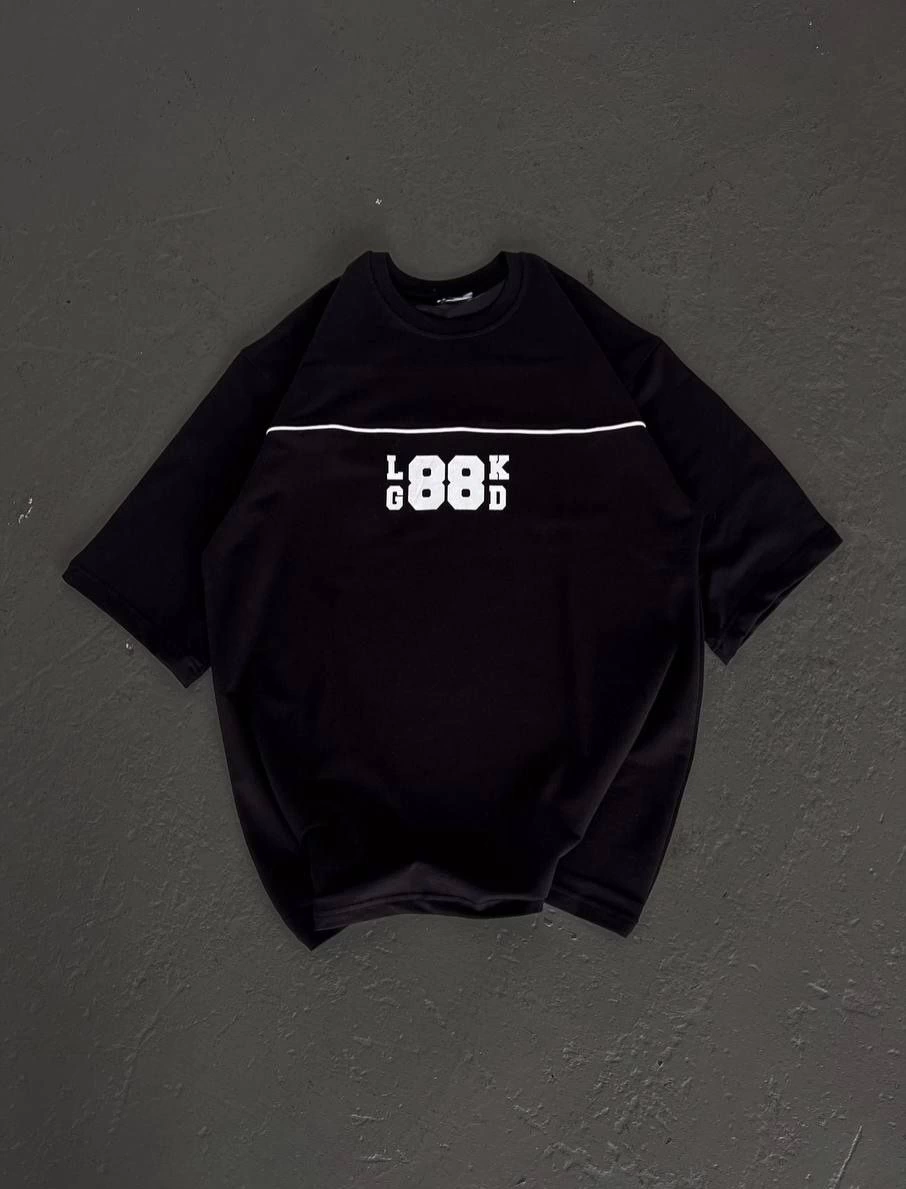 ASSEMA Kadın Baskılı T-Shirt Kısa Kol Bisiklet Yaka Oversize Rahat Kalıp Günlük Tişört   - Siyah