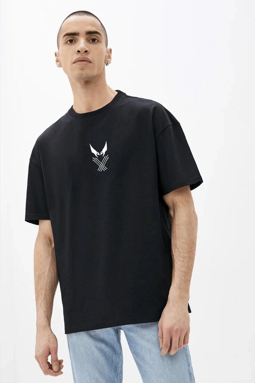 ASSEMA Erkek Baskılı T-Shirt Kısa Kol Bisiklet Yaka Rahat Kalıp Tişört - Siyah