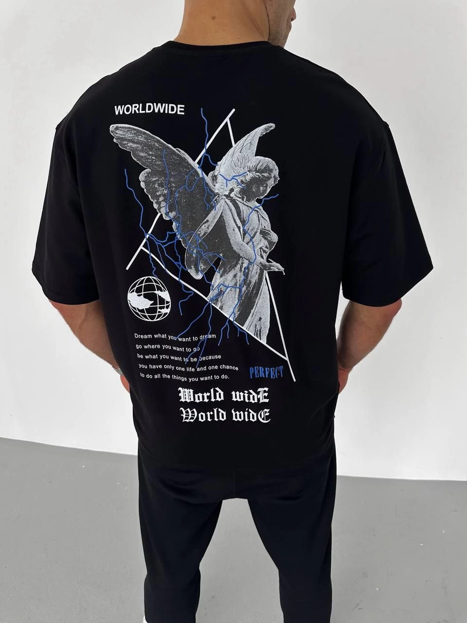 ASSEMA Erkek Baskılı T-Shirt Kısa Kol Bisiklet Yaka Regular Fit Rahat Kalıp Günlük Tişört - Siyah
