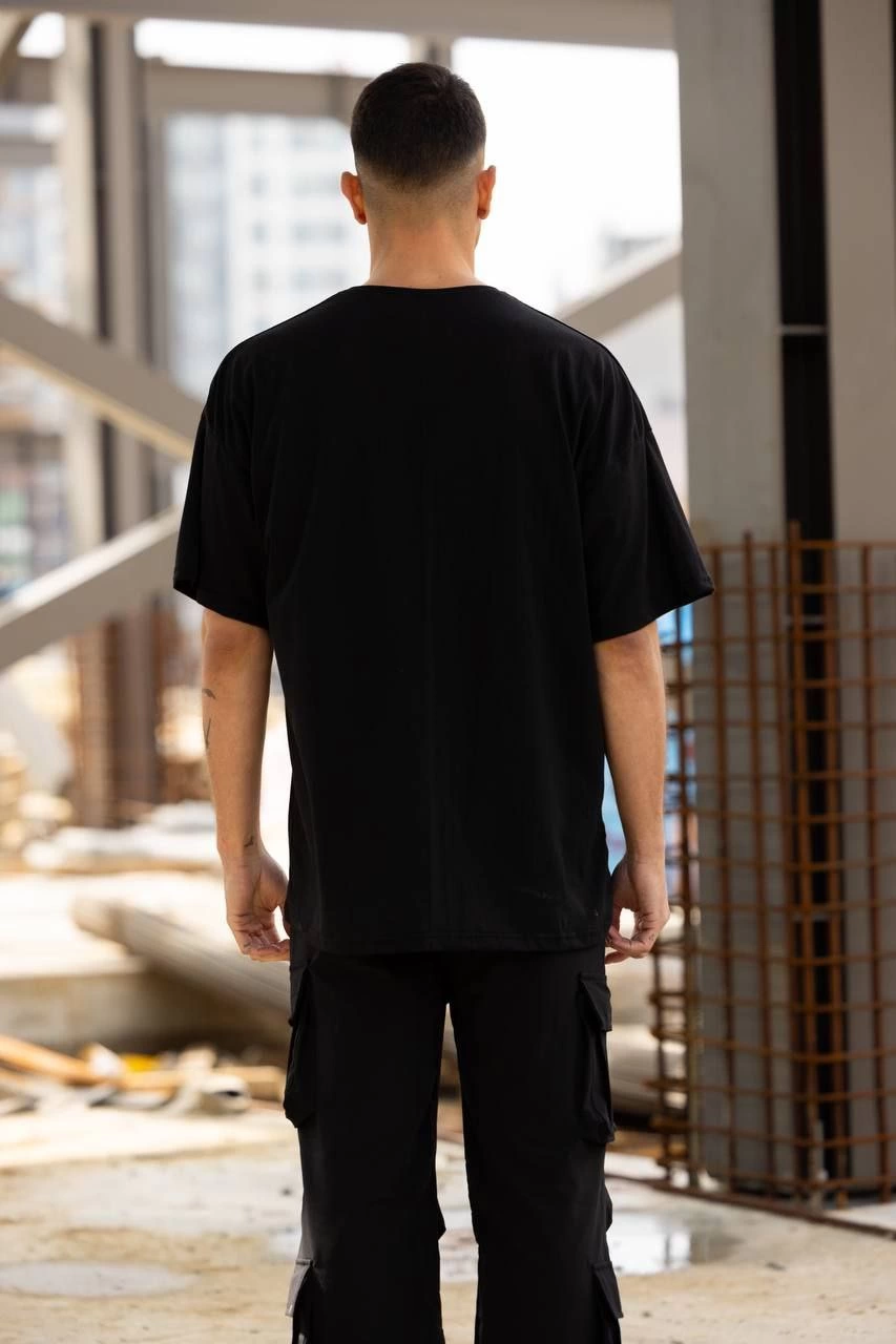 ASSEMA Erkek Baskılı T-Shirt Kısa Kol Bisiklet Yaka Regular Fit Rahat Kalıp Günlük Tişört - Siyah