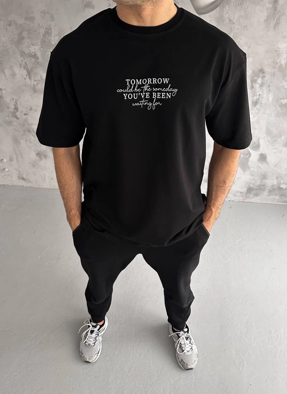 ASSEMA Erkek Baskılı T-Shirt Kısa Kol Bisiklet Yaka Regular Fit Rahat Kalıp Günlük Tişört - Siyah