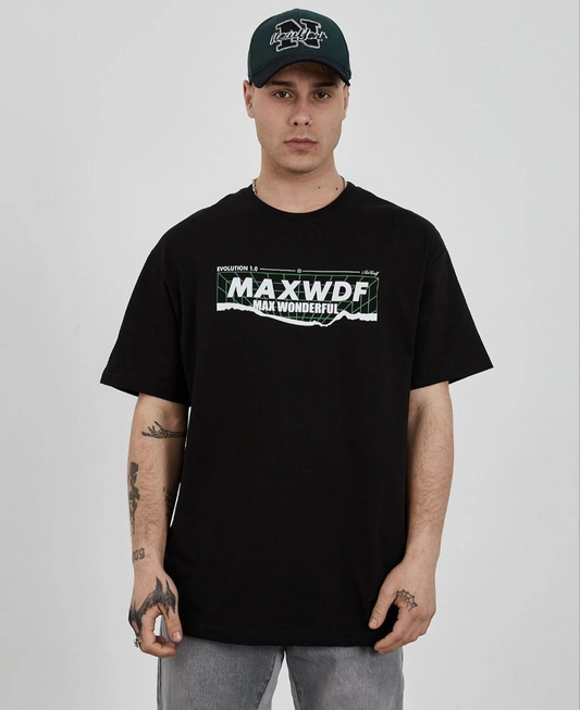 ASSEMA ERKEK Bisiklet Yaka Baskılı Oversize  Kısa kol  T-Shirt - Siyah