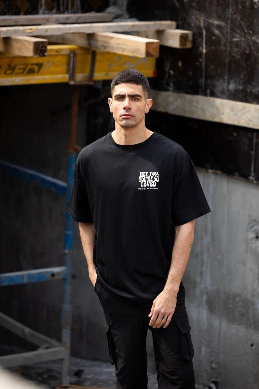 ASSEMA Erkek Baskılı T-Shirt Kısa Kol Bisiklet Yaka Regular Fit Rahat Kalıp Günlük Tişört - Siyah