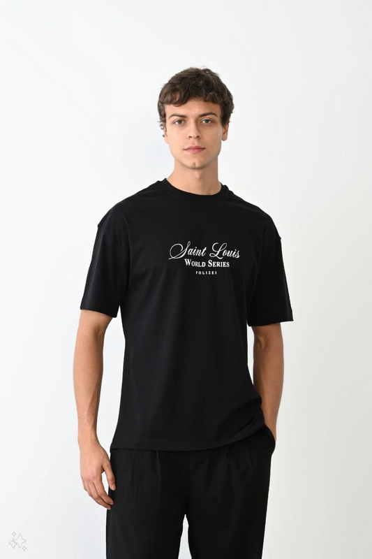 ASSEMA Erkek Baskılı T-Shirt Kısa Kol Bisiklet Yaka Regular Fit Rahat Kalıp Günlük Tişört - Siyah