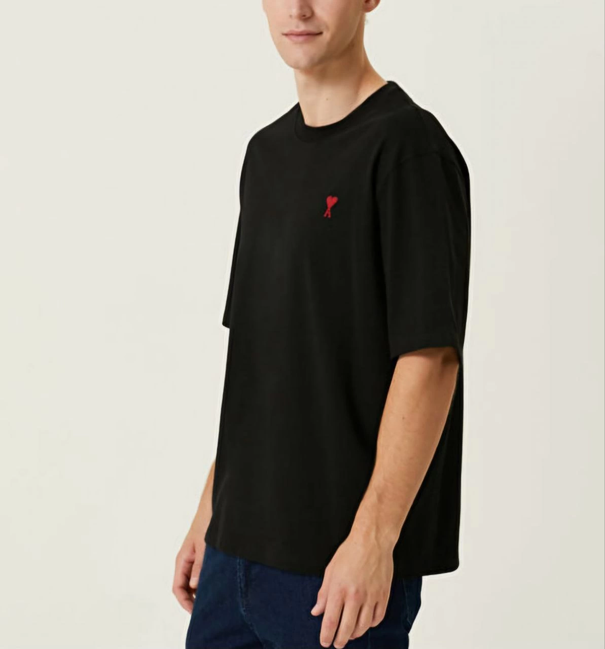 ASSEMA ERKEK Bisiklet Yaka Baskılı Oversize  Kısa Kol T-Shirt - Siyah