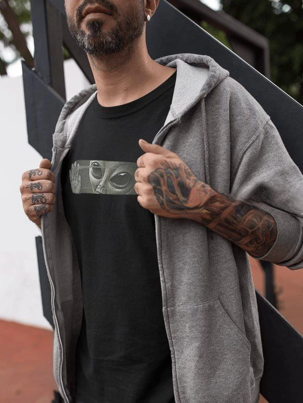 ASSEMA ERKEK Bisiklet Yaka Baskılı Kısa kol T-Shirt - Siyah