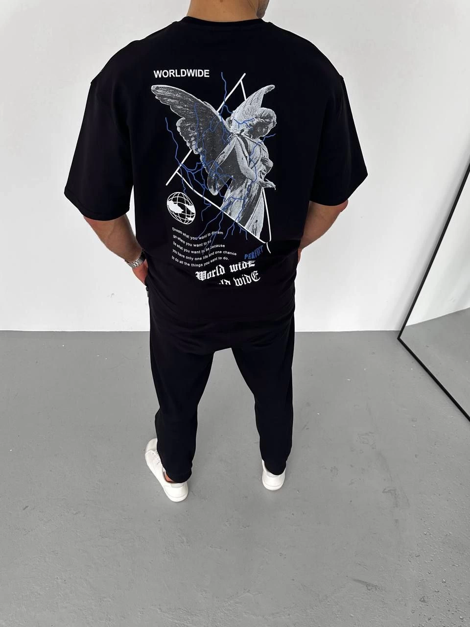 ASSEMA Erkek Baskılı T-Shirt Kısa Kol Bisiklet Yaka Regular Fit Rahat Kalıp Günlük Tişört - Siyah