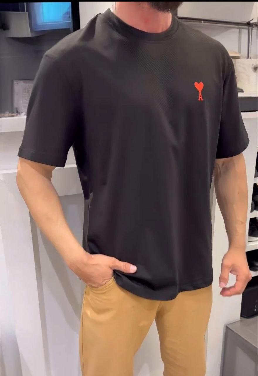 ASSEMA Erkek Baskılı T-Shirt Kısa Kol Bisiklet Yaka Regular Fit Rahat Kalıp Günlük Tişört - Siyah
