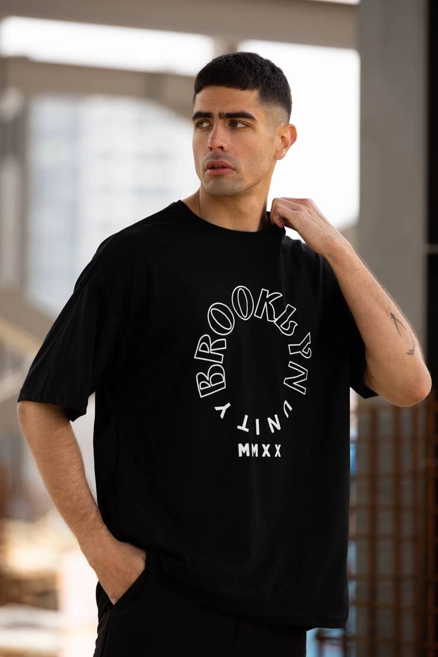 ASSEMA Erkek Baskılı T-Shirt Kısa Kol Bisiklet Yaka Regular Fit Rahat Kalıp Günlük Tişört - Siyah