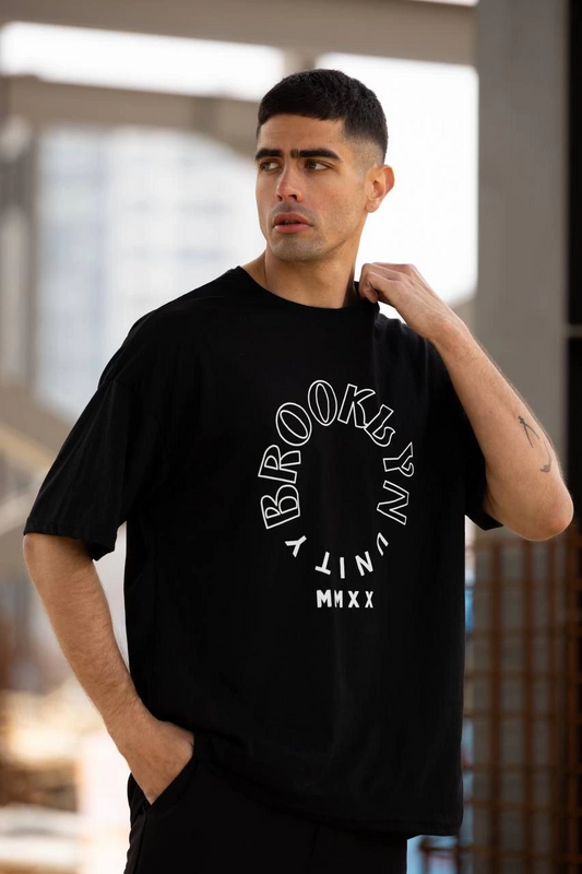 ASSEMA Erkek Baskılı T-Shirt Kısa Kol Bisiklet Yaka Regular Fit Rahat Kalıp Günlük Tişört - Siyah