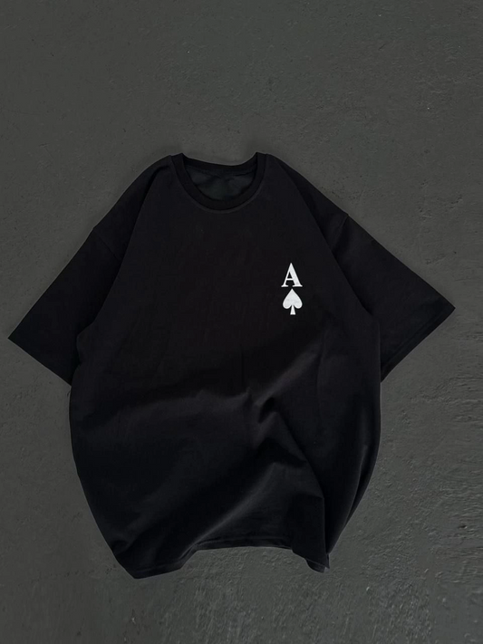 ASSEMA Kadın Baskılı T-Shirt Kısa Kol Bisiklet Yaka Oversize Rahat Kalıp Günlük Tişört - Siyah