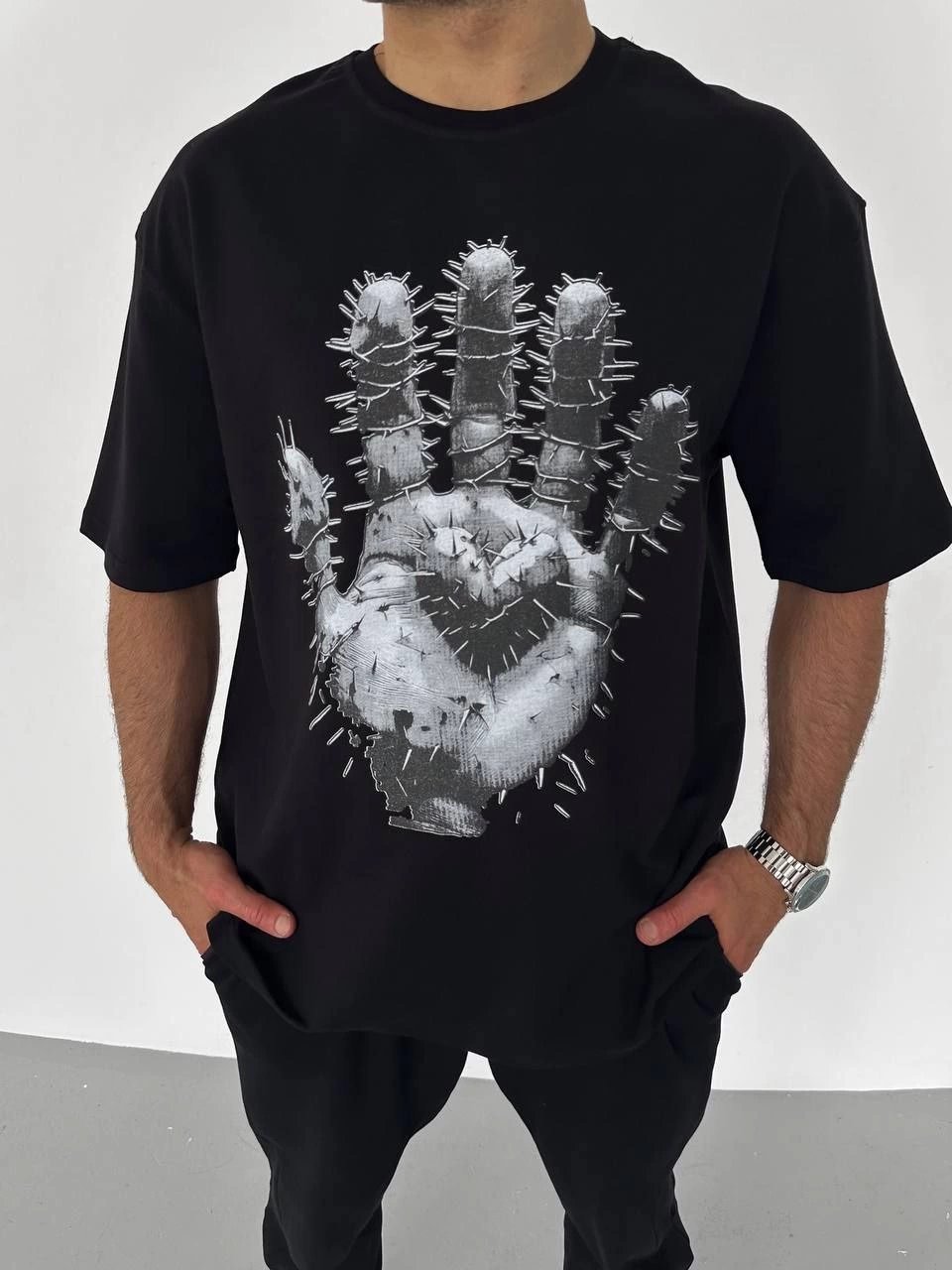 ASSEMA Erkek Baskılı T-Shirt Kısa Kol Bisiklet Yaka Regular Fit Rahat Kalıp Günlük Tişört - Siyah
