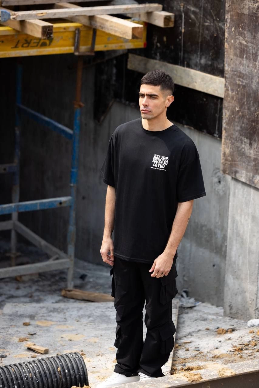 ASSEMA Erkek Baskılı T-Shirt Kısa Kol Bisiklet Yaka Regular Fit Rahat Kalıp Günlük Tişört - Siyah