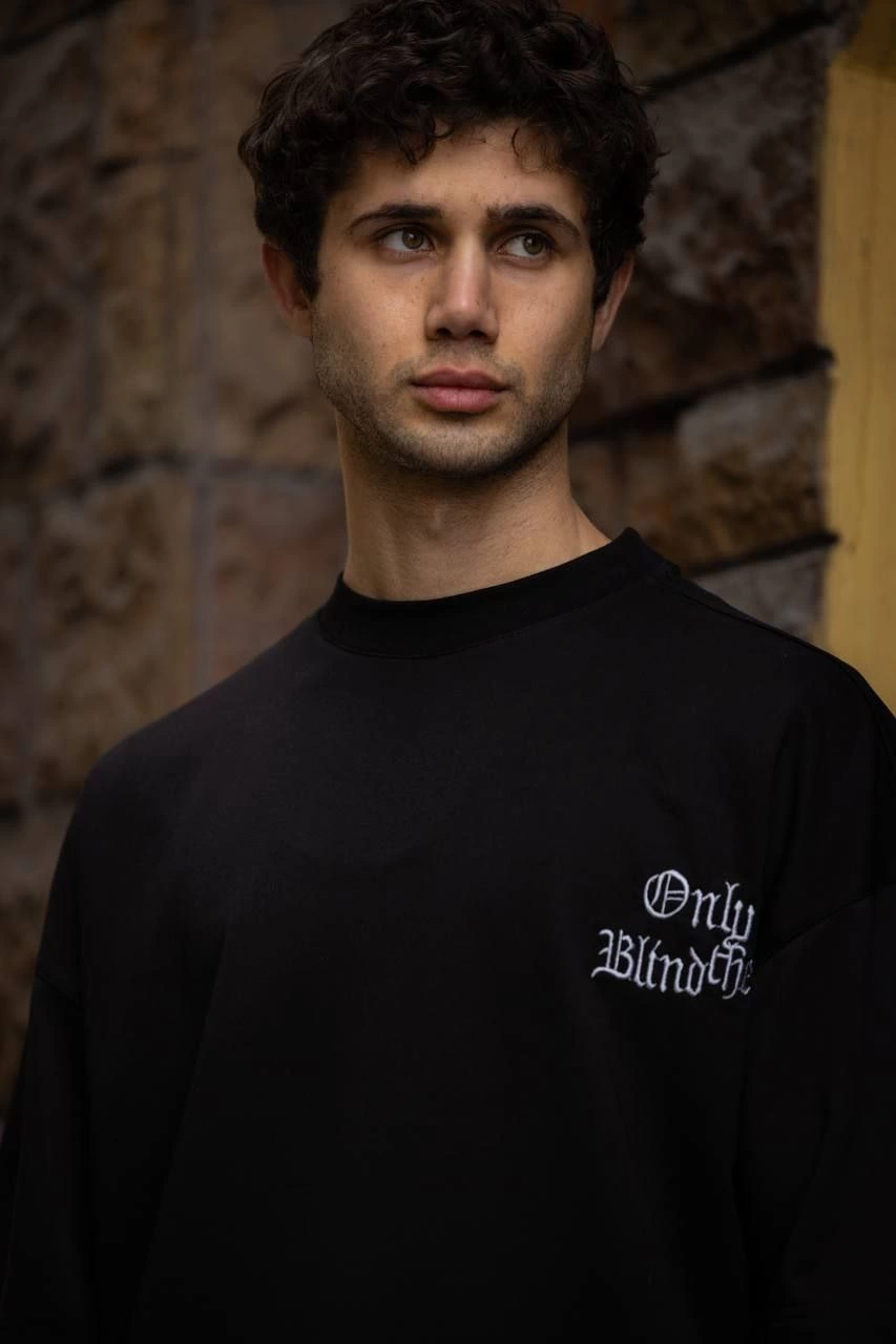 ASSEMA Erkek Bisiklet Yaka Baskılı Oversize  Kısa kol T-Shirt - Siyah